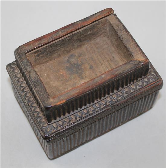 A Nepalese carved wood treasure box, probably 19th century, 6in.